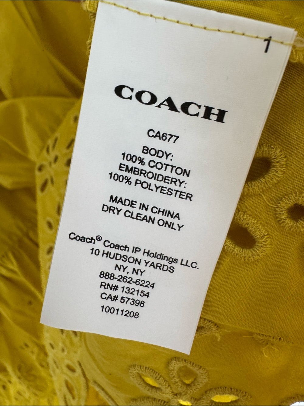 Coach mustard yellow eyelet cotton broderie puff sleeve anglaise dress - Picture 7 of 7
